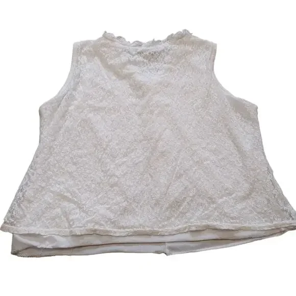 Notations Clothing Co White Lace Frill Size Small 19 Pit Summer Sheer Kawaii - Picture 2 of 7